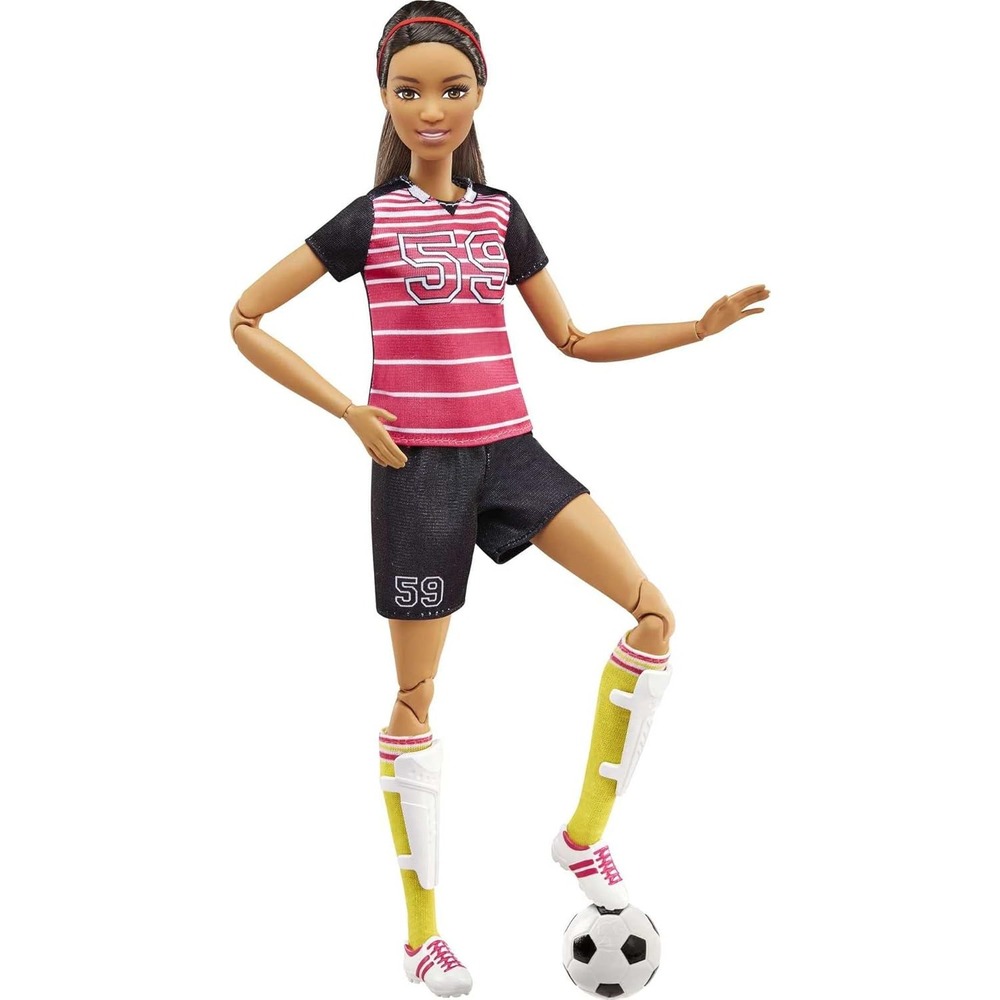 Barbie Made to Move Soccer Player Doll Kids Pink Black NIB DVF69 Posable Sport - Picture 3 of 12